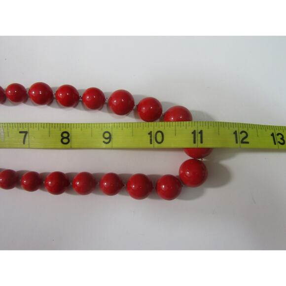 Red Graduate Bead Necklace 22" Boho Cottagecore Whimsical Festive Lobste Holiday - Picture 4 of 4